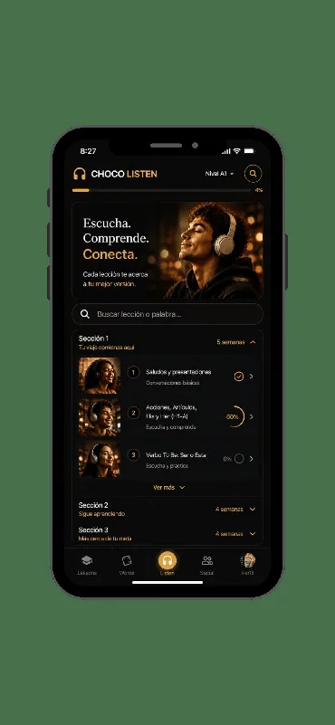 Pantalla 2 de la plataforma de aprendizaje