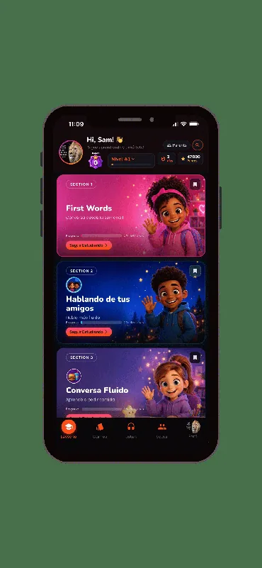 Pantalla 3 de la plataforma de aprendizaje